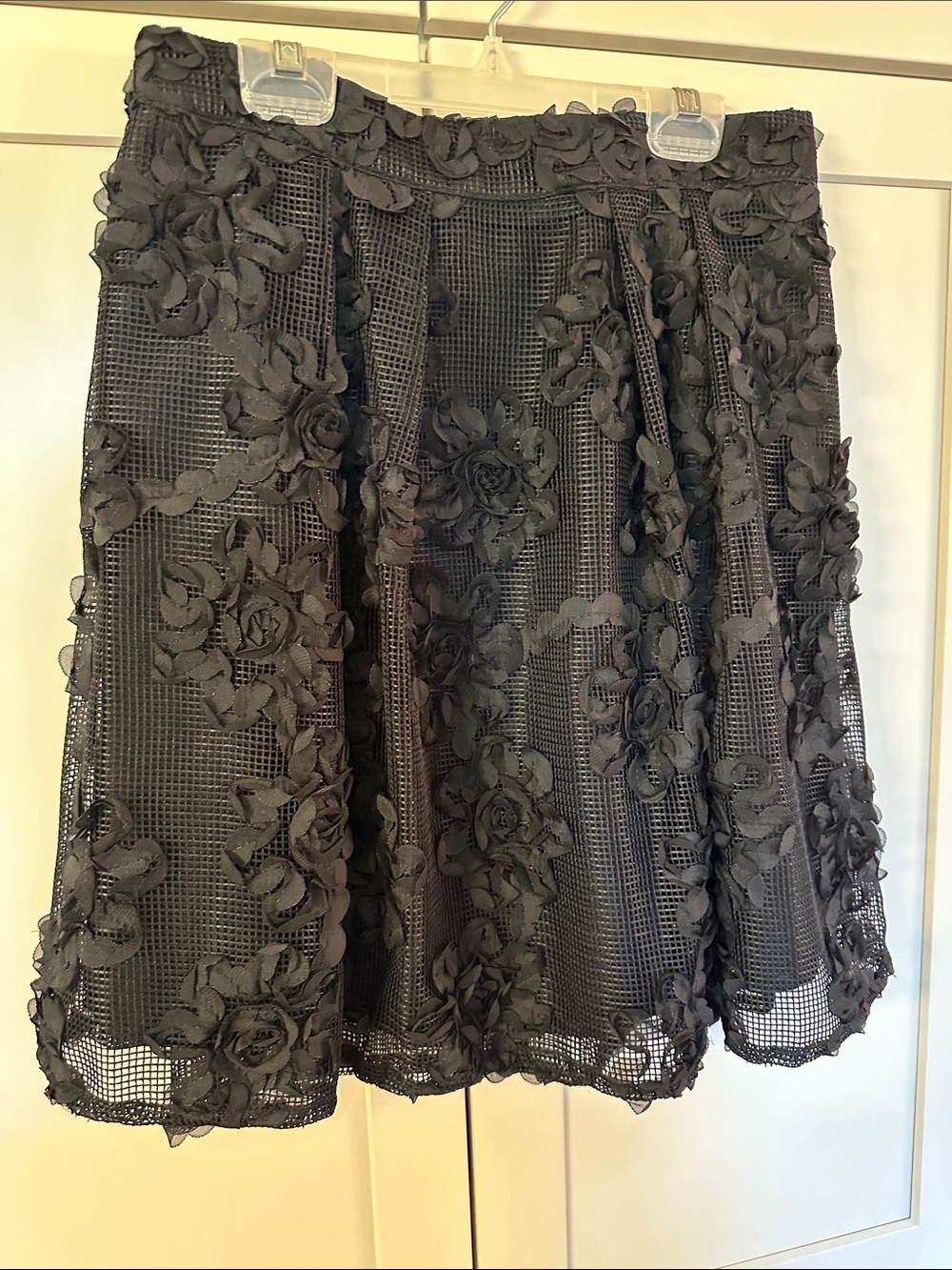 Worthington Black Floral Applique Circle Skirt